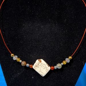 Copper white stone necklace